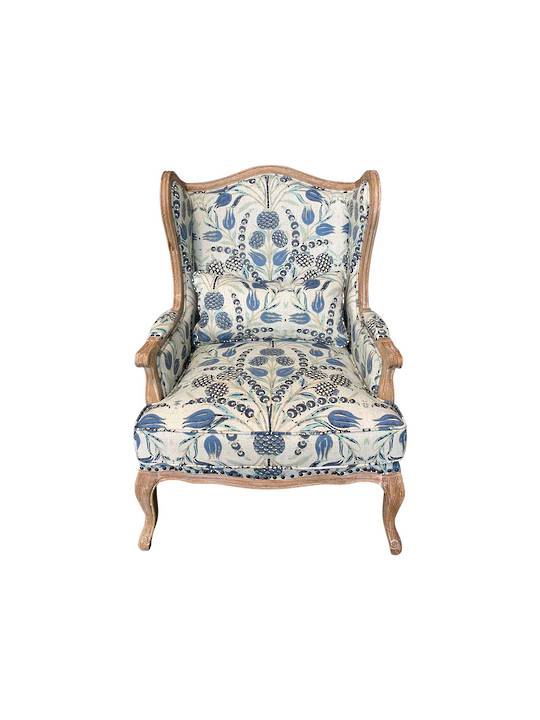 FLORAL DESIGN BLUE & NATURALS OCCASIONAL CHAIR